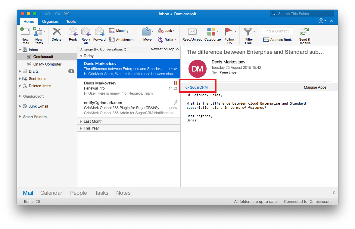 outlook for mac 2016 showing messages as read